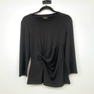 DKNY black long sleeve ruched blouse size medium